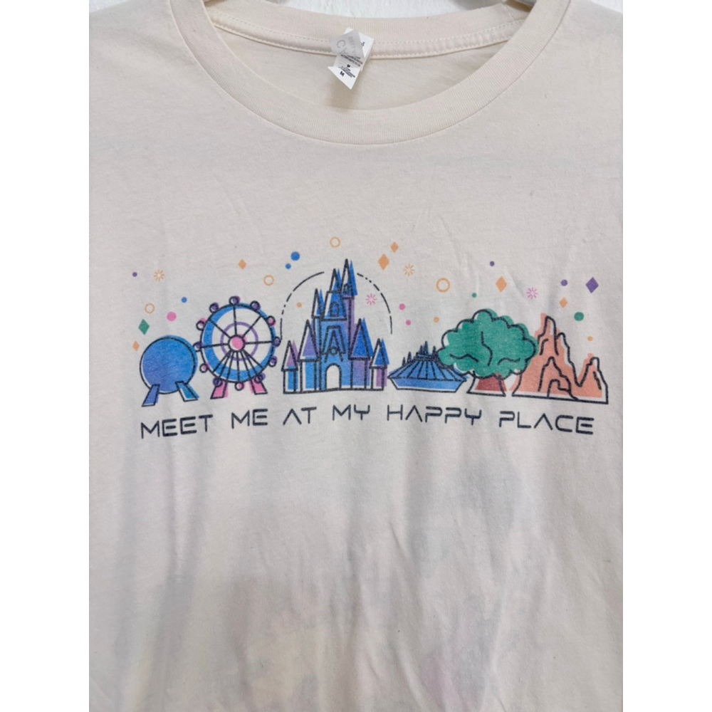 Women's Bella Canvas Beige Multicolor Graphic Tee M Happy Place - Picture 5 of 8